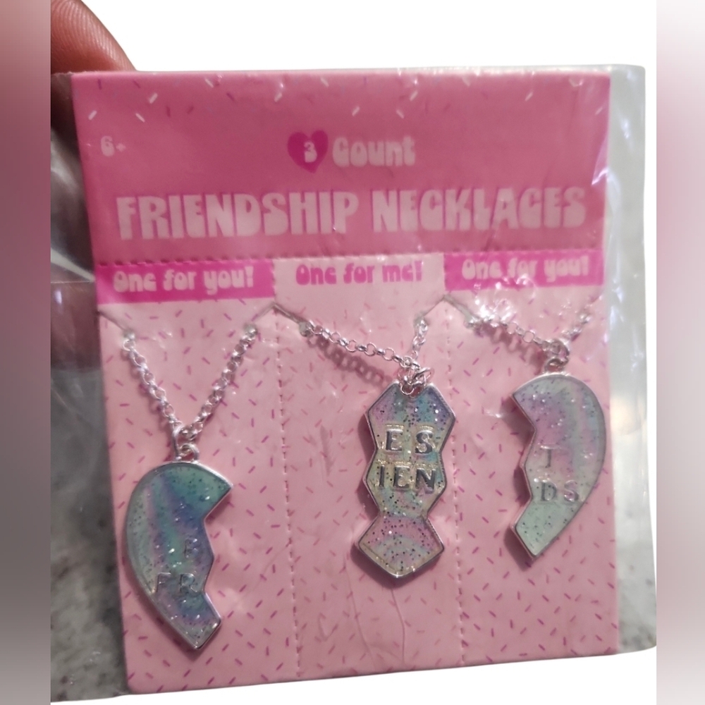 Friendship Heart Necklace Set of 3 Silvertone hardware Iresdecent Colorway NEW